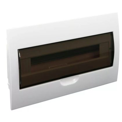   TRACON EDS/18-1 elosztódoboz, süllyesztett, füstszínű ajtóval, N/PE sínnel, 1×18 modul, IP40, 240×380×70mm