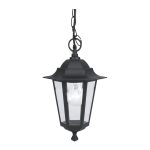   EGLO 22471 Kültéri függeszték E27 1x60W m:90cm d:20,5cm alumínium öntvény fekete, átlátszó üveg IP33 Laterna 4