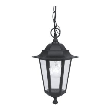 EGLO 22471 Kültéri függeszték E27 1x60W m:90cm d:20,5cm alumínium öntvény fekete, átlátszó üveg IP33 Laterna 4