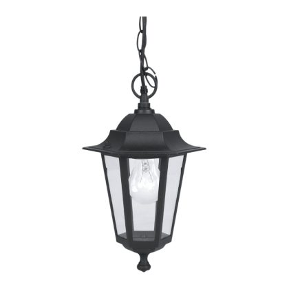   EGLO 22471 Kültéri függeszték E27 1x60W m:90cm d:20,5cm alumínium öntvény fekete, átlátszó üveg IP33 Laterna 4