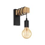 EGLO 32917 Fali E27 1x10W fekete/tölgy Townshend