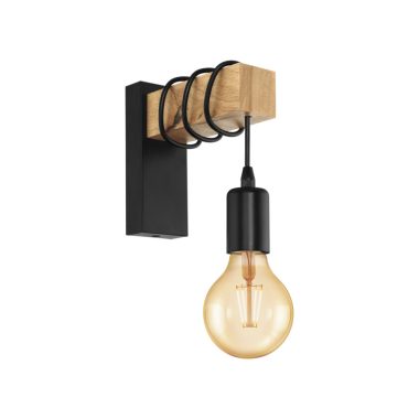 EGLO 32917 Fali E27 1x10W fekete/tölgy Townshend