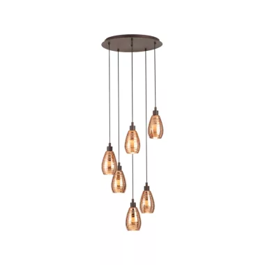 EGLO 39508 Függeszték E27 6x60W barna Siracusa