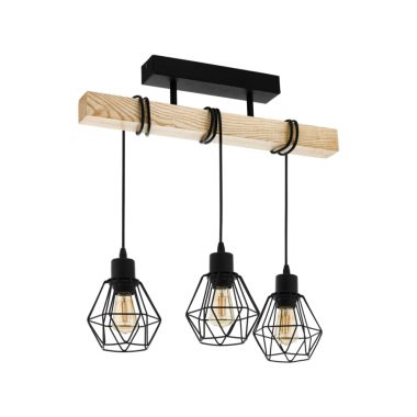 EGLO 43131 Mennyezeti lámpa E27 3x60W fekete/tölgy Townshend5