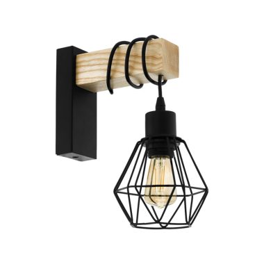 EGLO 43135 Falilámpa E27 60W fekete/tölgy Townshend5