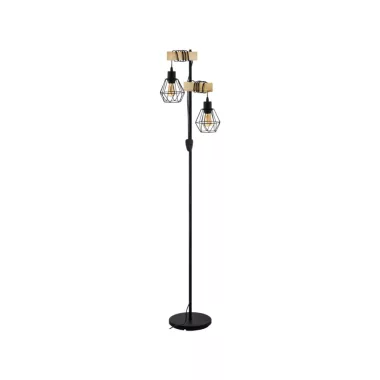 EGLO 43137 állólámpa E27 2x60W fekete/tölgy Townshend5