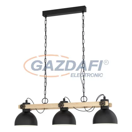 EGLO 43163 Függeszték E27 3x28W fekete/fa Lubenham
