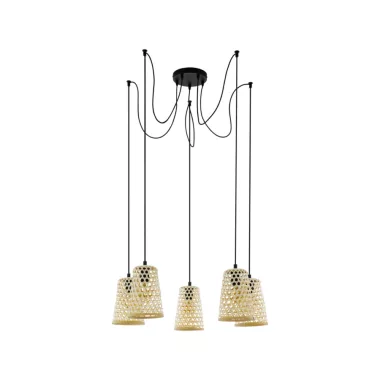 EGLO 43255 függeszték E27 5x40W fekete/natúr Claverdon