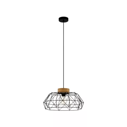 EGLO 43364 Függeszték E27 1x60W fekete/fa Padstow