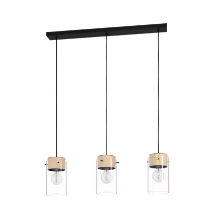   EGLO 43546 Függeszték E27 3x28W fekete/fa/átlátszó Madreselva