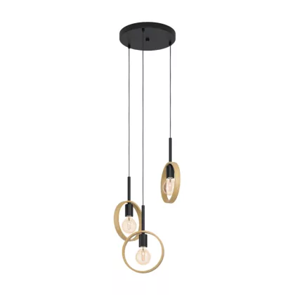 EGLO 43551 Függeszték E27 3x40Wfekete/fa Ipsden