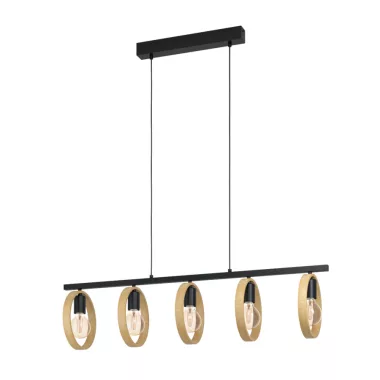 EGLO 43552 Függeszték E27 5x40Wfekete/fa Ipsden