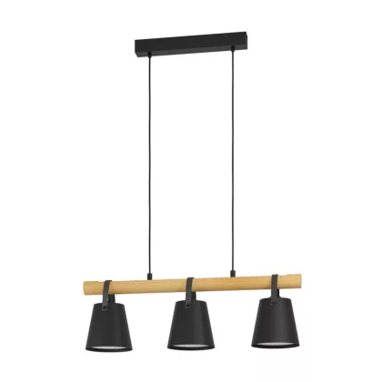 EGLO 43636 Függeszték E27 3x10W fekete/fa Boyle