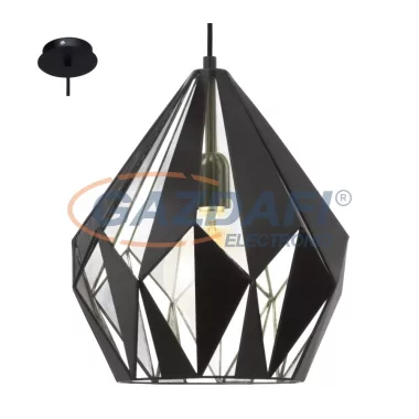 EGLO 49255 függeszték E27 60W fekete/ezüst Vintage