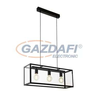 EGLO 49393 Függő E27 3x60W 78x25cm fekete Charterhouse