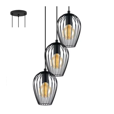 EGLO 49479 függeszték E27 3x60W 38cm fekete Newtown