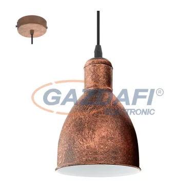 EGLO 49492 függeszték E27 60W 15,5cm antik réz Priddy1
