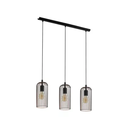 EGLO 49645 függeszték E27 3x60W fekete/réz Roccamena
