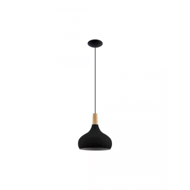 EGLO 900162 Függeszték 1xE27 Ø280 fek/fa Sabinar