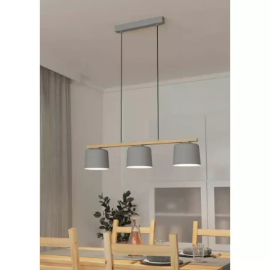 EGLO 900362 Függeszték 3xE27 v.szürke/fa Mariel