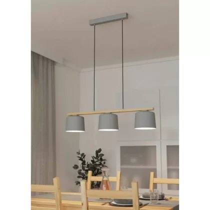 EGLO 900362 Függeszték 3xE27 v.szürke/fa Mariel