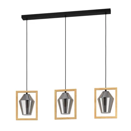 EGLO 99702 Függeszték E27 3x40Wátlfek/fa Viglioni