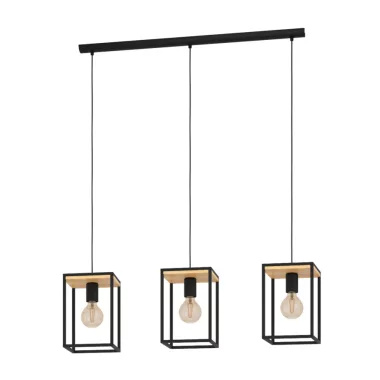 EGLO 99855 Függeszték E27 3x40Wfekete/fa LIBERTAD