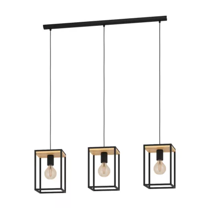 EGLO 99855 Függeszték E27 3x40Wfekete/fa LIBERTAD