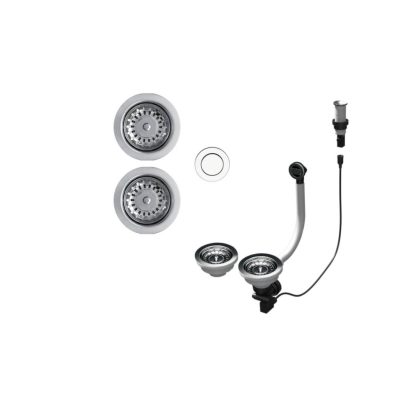   ELLECI ASP23002 - ASP23002 (PUSH-CONTROL POP-UP) automata dugókiemelő kétmedencés mosogatóhoz inox - A készlet erejéig rendelhető!