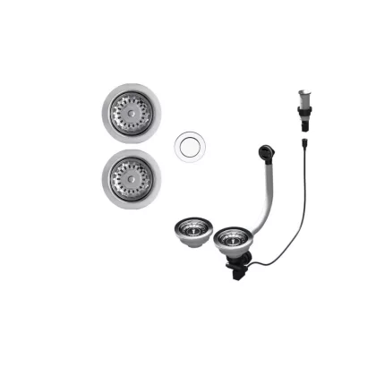   ELLECI ASP23002 - ASP23002 (PUSH-CONTROL POP-UP) automata dugókiemelő kétmedencés mosogatóhoz inox - A készlet erejéig rendelhető!