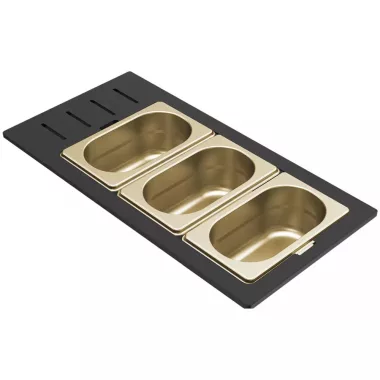 ELLECI KD013065GD - Tároló edény háromrészes gourmet 433 arany HPL kerettel