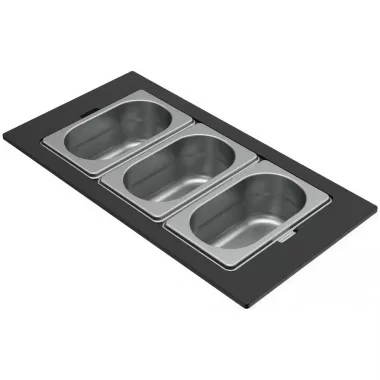 ELLECI KF023065IN - Tároló edény háromrészes gourmet 410 inox HPL kerettel