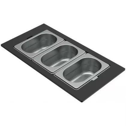   ELLECI KF023065IN - Tároló edény háromrészes gourmet 410 inox HPL kerettel