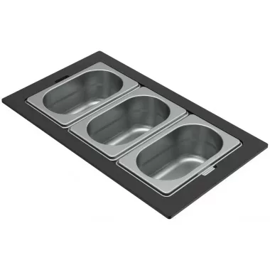 ELLECI KF053065IN - Tároló edény háromrészes gourmet 378 inox HPL kerettel