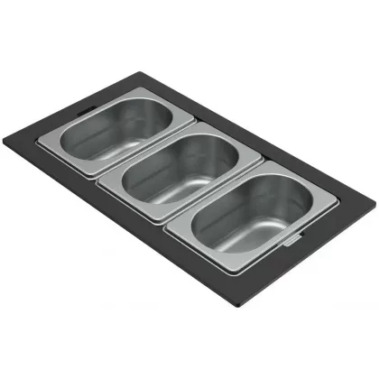   ELLECI KF053065IN - Tároló edény háromrészes gourmet 378 inox HPL kerettel