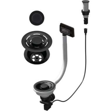 ELLECI KITASP-F-1VSELL-BK - FLOW-PRO OPEN UP (nyomógombos) automata dugókiemelő egymedencés mosogatókhoz - fekete