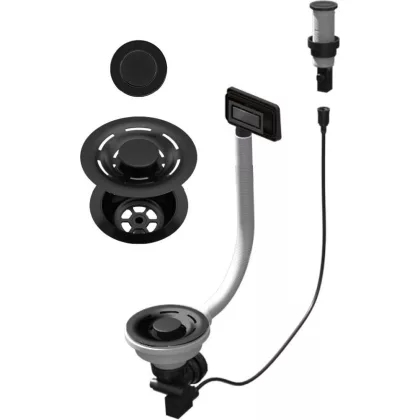   ELLECI KITASP-F-1VSELL-BK - FLOW-PRO OPEN UP (nyomógombos) automata dugókiemelő egymedencés mosogatókhoz - fekete