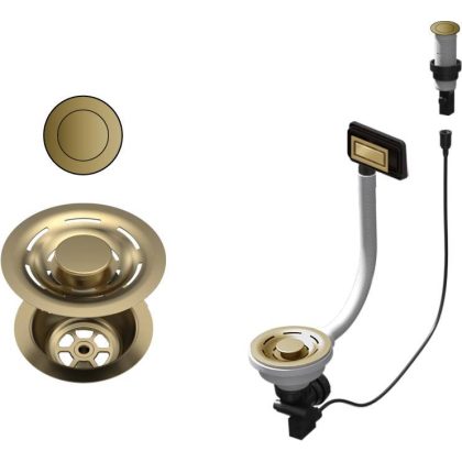   ELLECI KITASP-F-1VSELL-GD - FLOW-PRO OPEN UP (nyomógombos) automata dugókiemelő egymedencés mosogatókhoz - arany