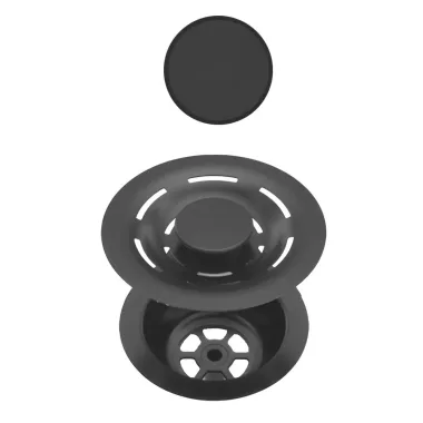 ELLECI KITASP-FB-1VTELL-BK - FLOW OPEN UP (nyomógombos) automata dugókiemelő egymedencés mosogatókhoz - fekete