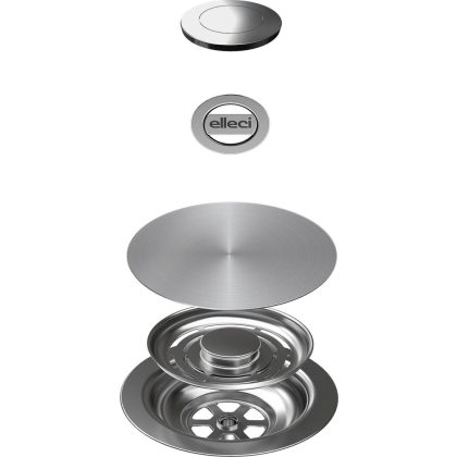   ELLECI KITASP-FBC-1VTELL-IN - GHOST OPEN UP (nyomógombos) automata dugókiemelő egymedencés mosogatókhoz - inox