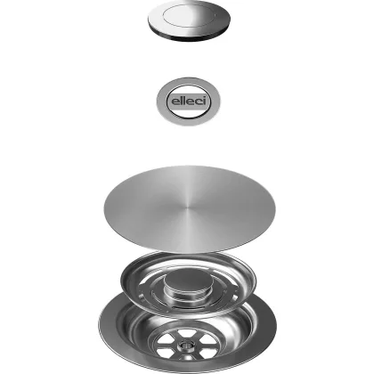   ELLECI KITASP-FBC-1VTELL-IN - GHOST OPEN UP (nyomógombos) automata dugókiemelő egymedencés mosogatókhoz - inox