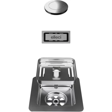 ELLECI KITASP-Q-1VSELL-IN - SQUARE (PUSH-CONTROL OPEN UP) automata dugókiemelő egymedencés mosogatókhoz - inox