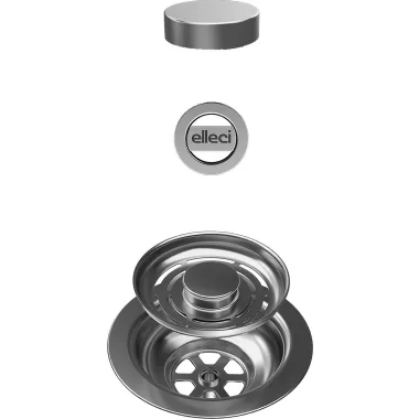 ELLECI KITASPT-FB-1VTELL-IN - FLOW OPEN TWIST (tekerős) automata dugókiemelő egymedencés mosogatókhoz - inox