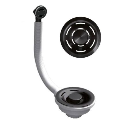   ELLECI KITWPT-FB-1VTELL-BK - FLOW szűrő és túlfolyó egymedencés mosogatókhoz - fekete