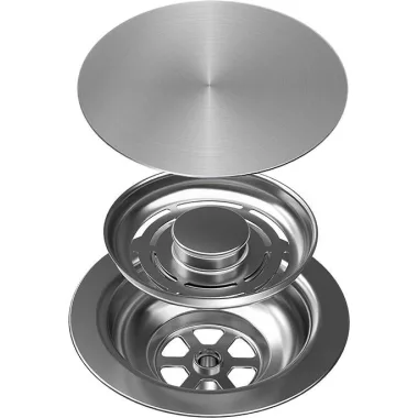 ELLECI KITWPT-FBC-1VTELL-IN - GHOST SYSTEM szűrőtakaró, szűrő és túlfolyó egymedencés mosogatókhoz - inox