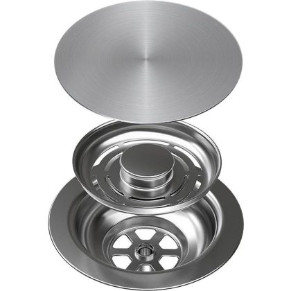   ELLECI KITWPT-FBC-1VTELL-IN - GHOST SYSTEM szűrőtakaró, szűrő és túlfolyó egymedencés mosogatókhoz - inox