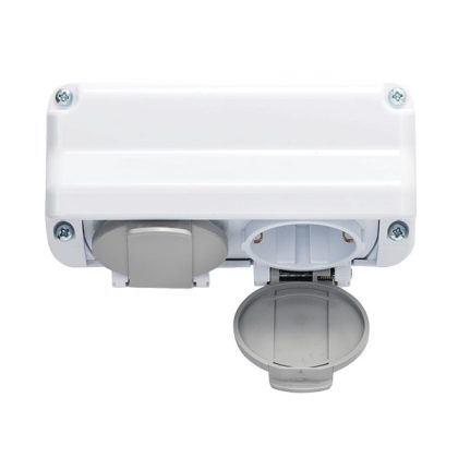   ELMARK 190214 DUBLE RÁCSOS KONNEKTOR NÉMET TÍPUS 16 250V FEHÉR, IP44