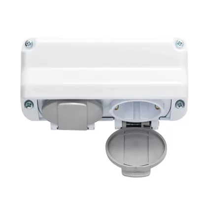 ELMARK 190214 DUBLE RÁCSOS KONNEKTOR NÉMET TÍPUS 16 250V FEHÉR, IP44 ELMARK 190214 DUBLE RÁCSOS KONNEKTOR NÉMET TÍPUS 16 250V FEHÉR, IP44