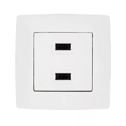 ELMARK 190751 "City" süllyesztett dupla USB aljzat, metál fehér, 2A