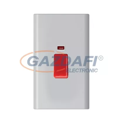   ELMARK 190830 "London" süllyesztett kétpólusú kapcsoló jelzfénnyel, fehér, 45A, PC, függleges